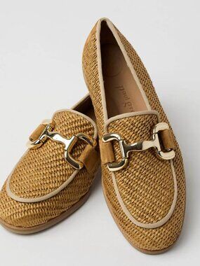 Paul Green Ariana Bit Loafer In Camel Suede Raffia. Sz: 9